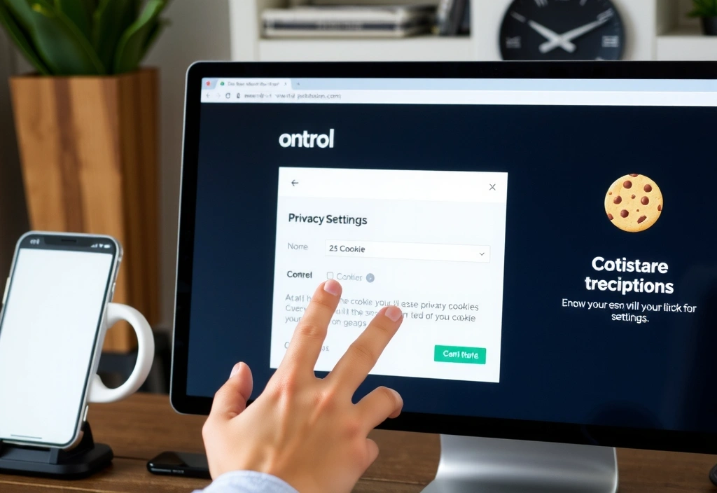 A person managing cookie settings on a computer screen, illustrating user control over privacy