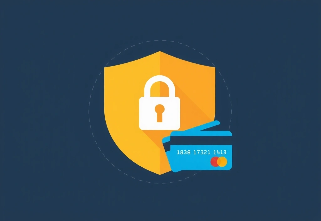 A secure payment gateway icon with a padlock and credit card symbols, representing safe online transactions.