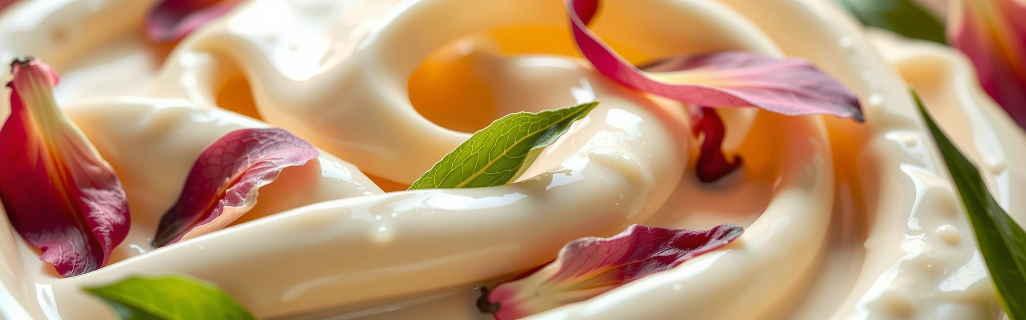 Luxurious soft cream texture with botanical elements